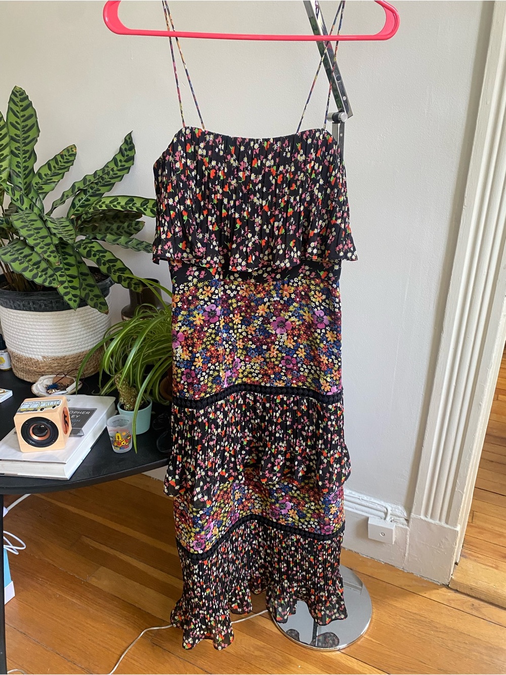 Whistles Black Floral Maxi Dress with Multicolor Print